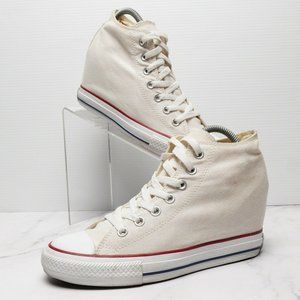 Converse Chuck Taylor All Star Lux Hi Womens Size 9 White High Hidden Heel Wedge